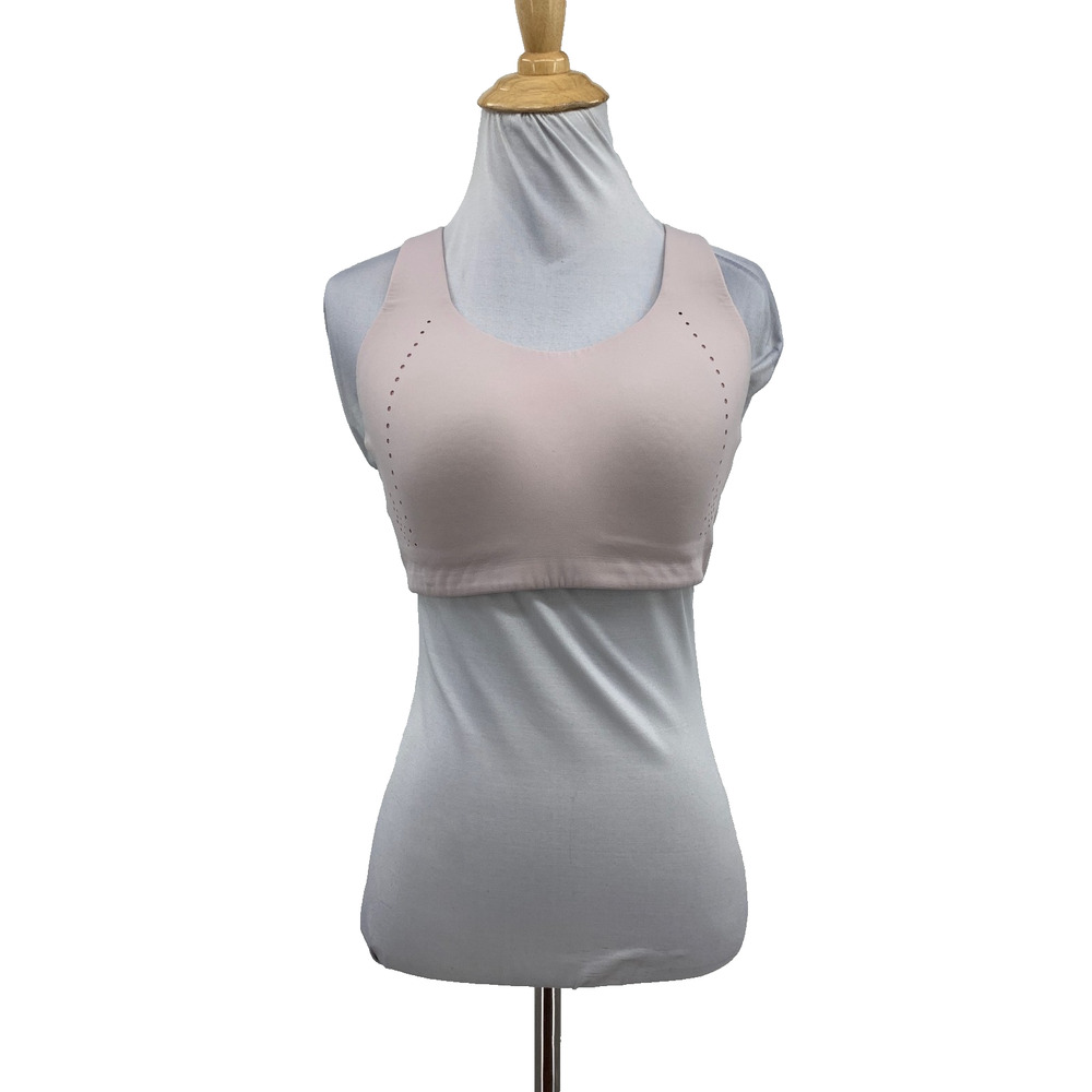 Lululemon Sports Bra Womens 36C Pearl Pink Criss Cross Air Support Perforated
